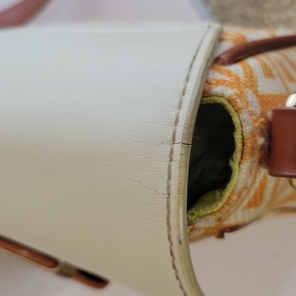 Spartina 449 Zesty Citrus Leather And Linen Crossbody Purse - Picture 14 of 17